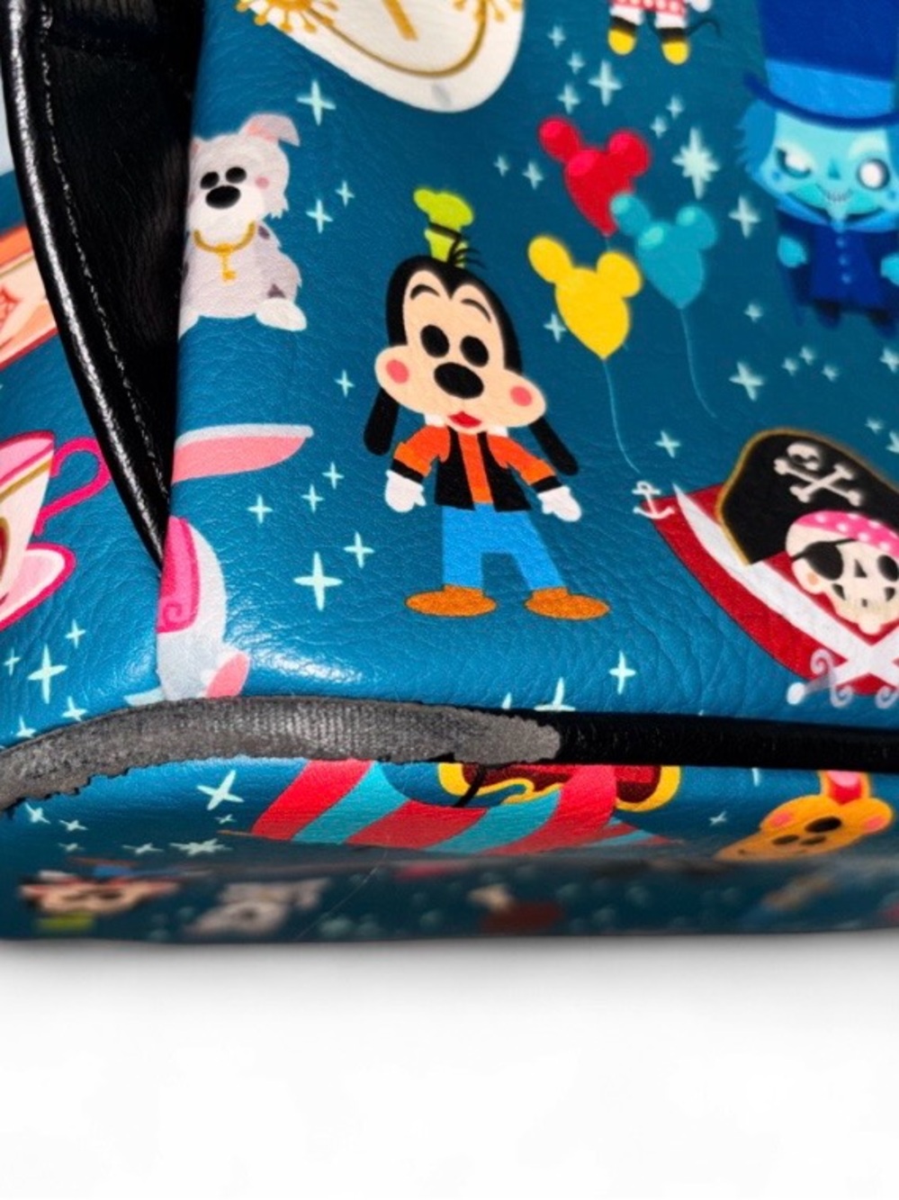 Disney Parks Loungefly Mini Backpack Teal Character Attractions Print - Picture 5 of 9
